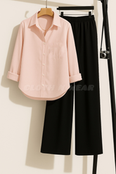 Pair of 2 (light pink button down shirt with black flapper trouser)